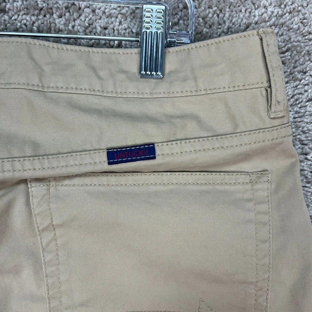 UNTUCKit Pants Mens 35x34 Khaki Tan Straight Fit 5 Pocket Flat Front Twill EUC - Picture 5 of 10
